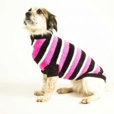 Ručně pletený svetr růžovo-černý